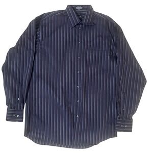 Axcess Button Down Shirt Mens 15.5 34-35 Blue Excellence Wrinkle Free Stripe